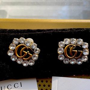 Gucci Crystal GG Marmont Large Clip Earrings—Authentic and Barely worn!
